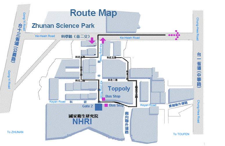 Map of the Routes of the Free Shuttles